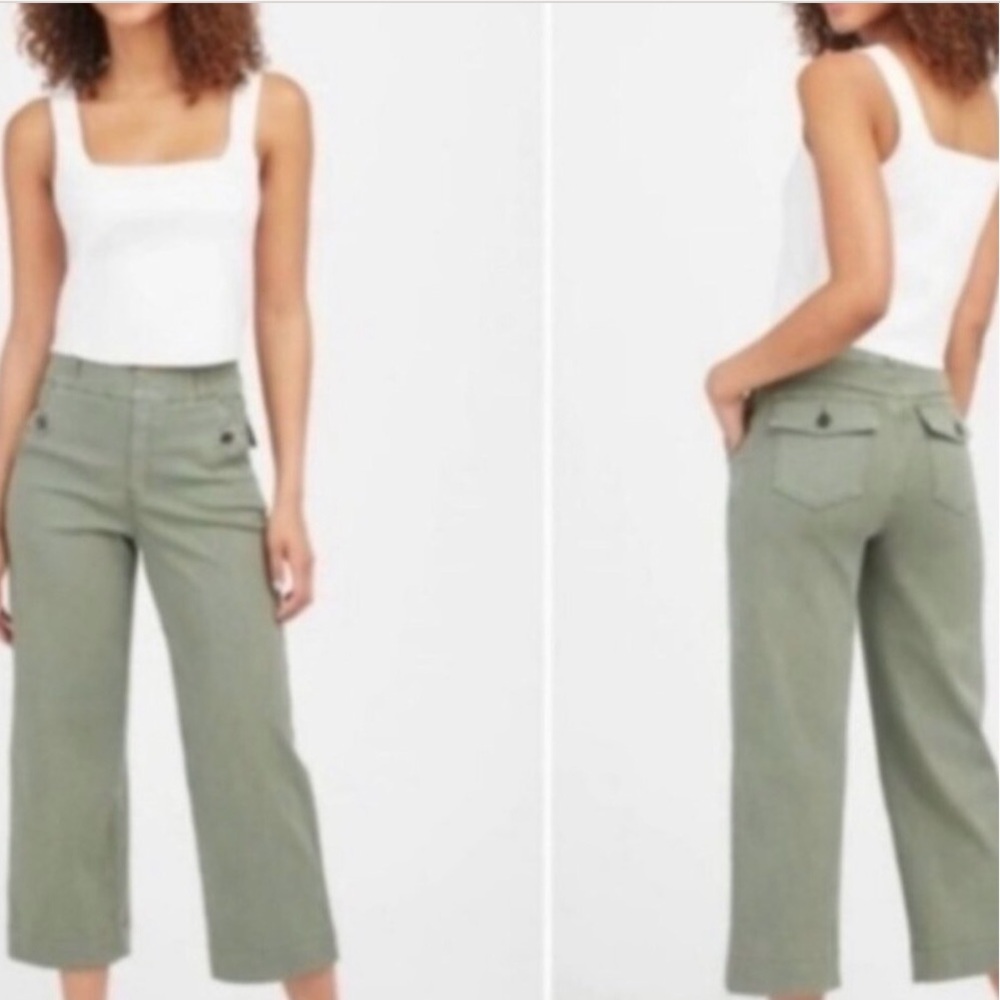 SPANX Wide Leg Green Khaki Pants With Pockets Casaul Basics 1X